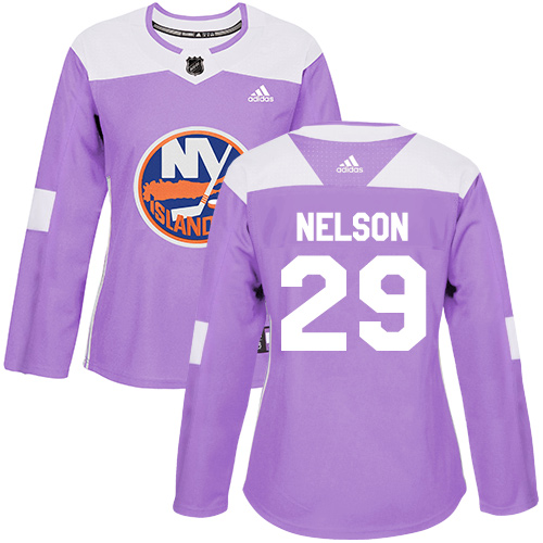 Adidas Islanders #29 Brock Nelson Purple Authentic Fights Cancer Women's Stitched NHL Jersey - Click Image to Close